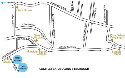 Complexe Batubolong | Villa 6 chambres à louer | Canggu – Batubolong